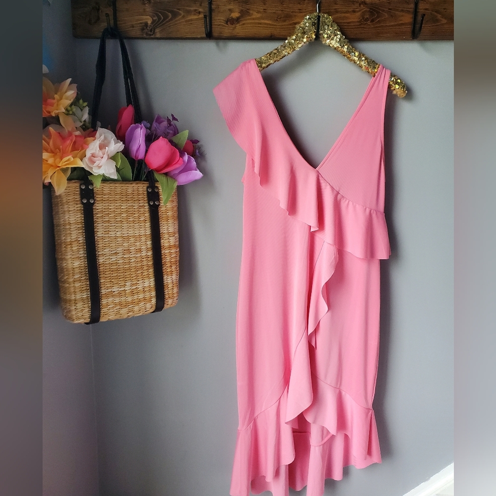 Zara Ruffle Dress Pink Small - Picture 2 of 7